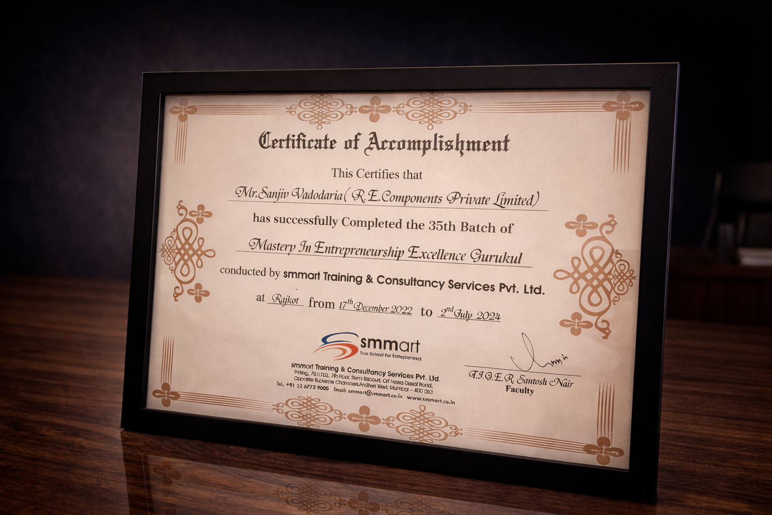 Leadership Milestone: Completion of Entrepreneurship Excellence Gurukul